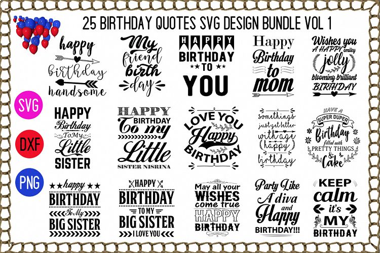 Birthday Quotes SVG Design Bundle Vol 1
