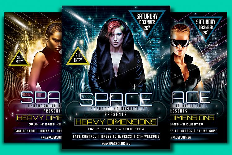 Space Club Heavy Dimensions Flyer Template