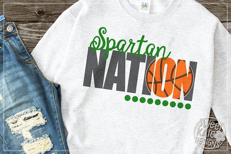 Spartan Nation with Knockout Basketball SVG DXF EPS PNG JPG