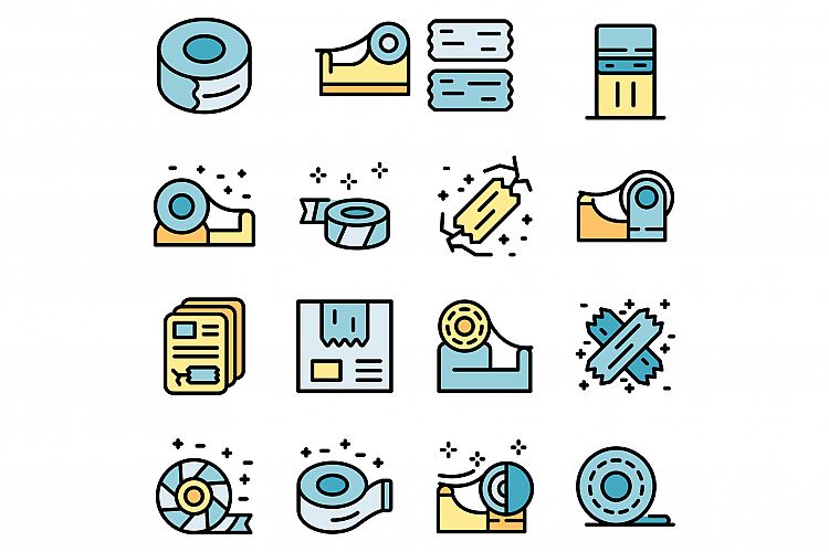 Scotch tape icons set vector flat example image 1