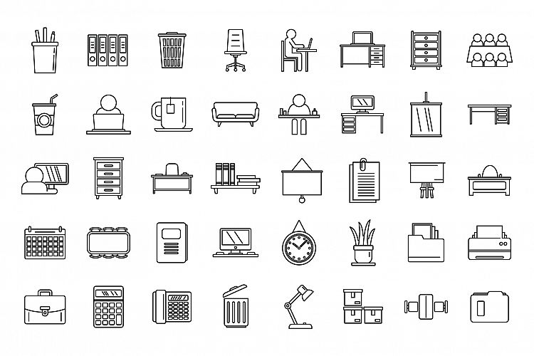 Work space organization icons set, outline style example image 1