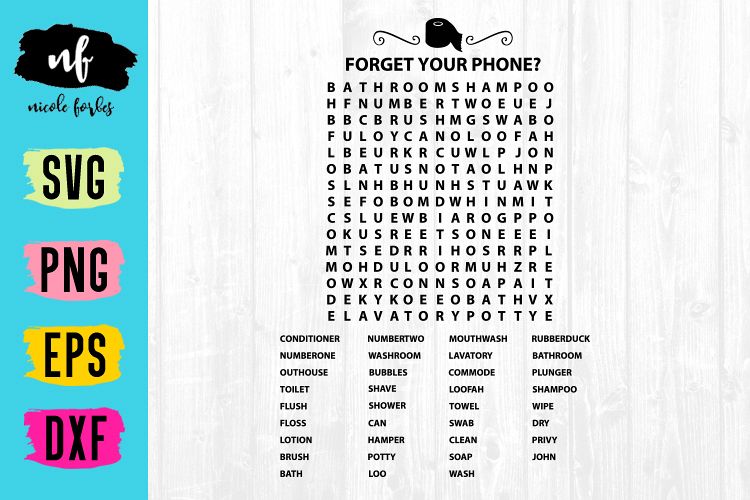 Download Funny Bathroom Word Search SVG Cut File