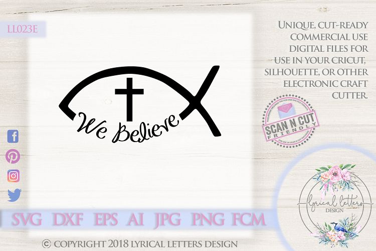 We Believe Fish with Cross Religious SVG DXF LL023E