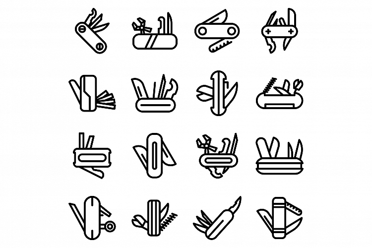 Multitool icons set, outline style example image 1