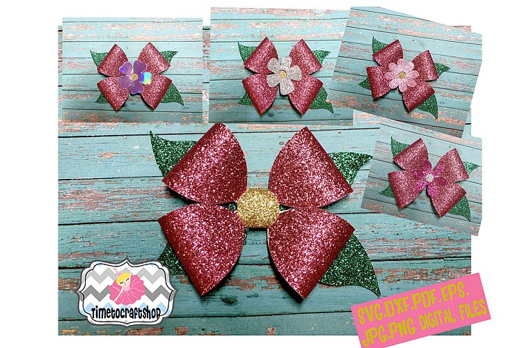 3D Flower Hair Bow Template.