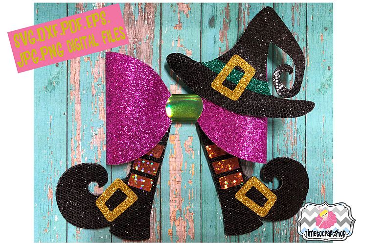 Halloween Witch Hat and Legs Hair Bow Template