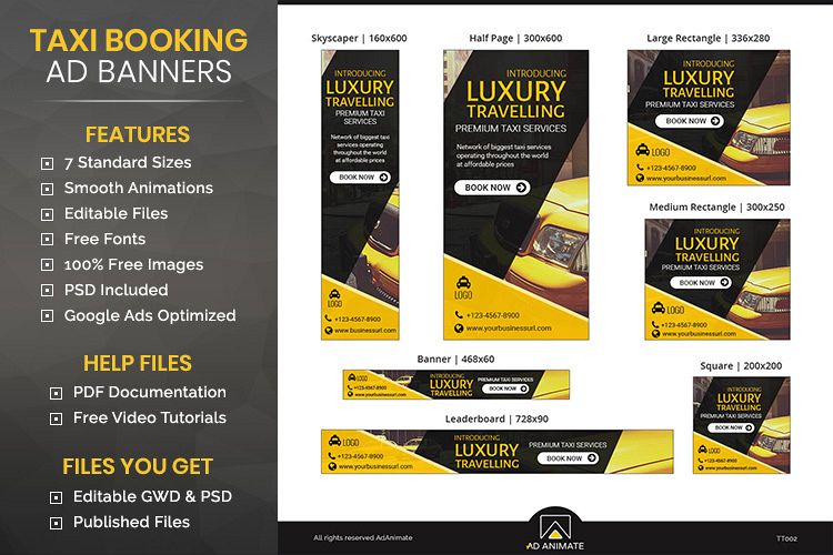 Taxi Service Animated Ad Banner Template - TT002