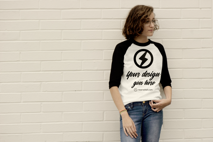 Raglan Tee Photoshop Mock Up with Teen Model