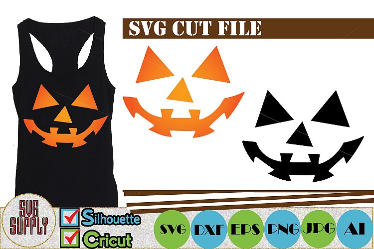 Pumpkin Face Halloween SVG Cut File