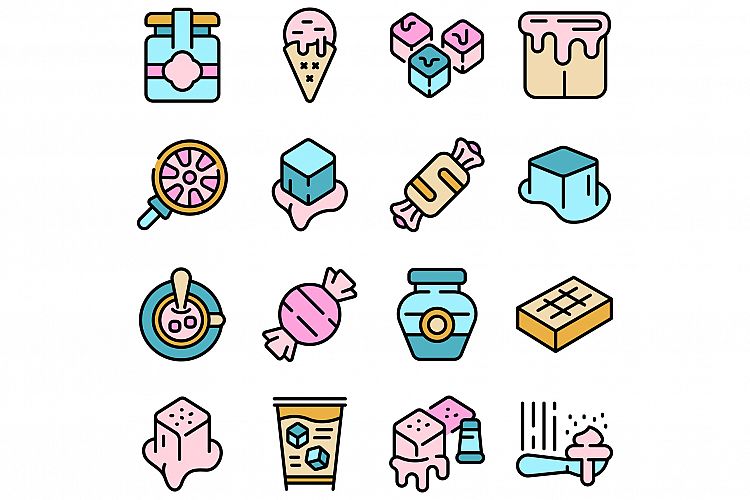 Salted caramel icons set vector flat