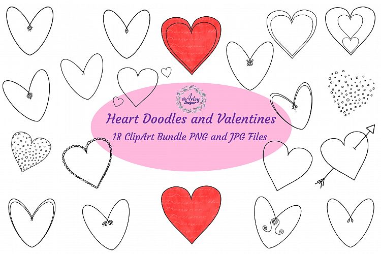 Download Valentine Heart Doodles Clipart Bundle Valentines Day Love