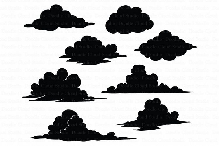   Clouds SVG files for Silhouette Cameo and Cricut. Clouds Weather svg & png, Cartoon Clouds,  Clouds clipart PNG, transparent included,