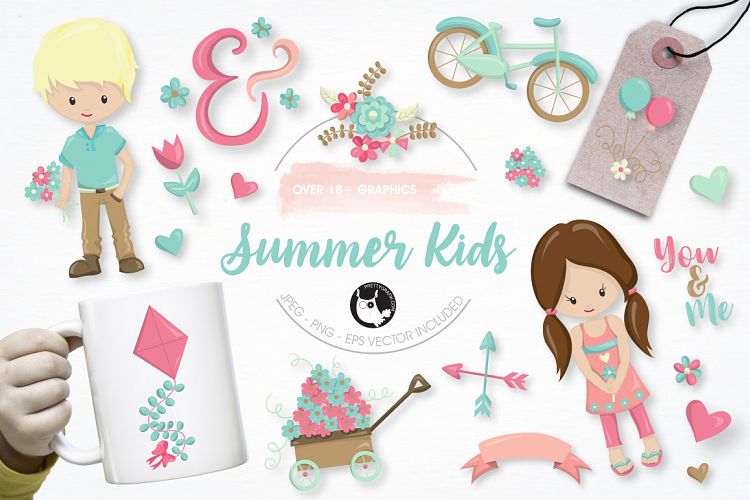 summer kids graphics and illustrations