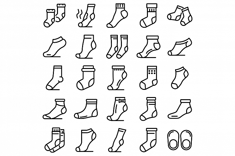 Socks icons set, outline style example image 1