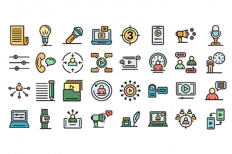 Storyteller icons set vector flat example image 1