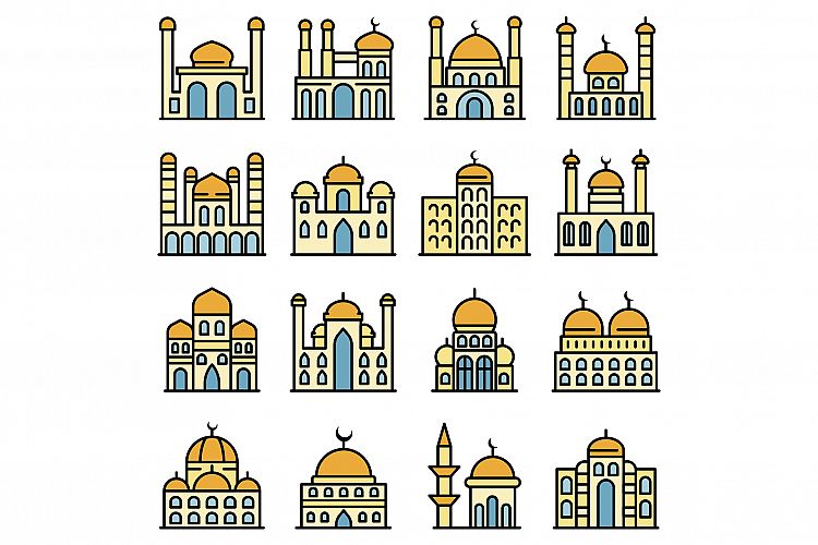 Mosque icons vector flat example image 1