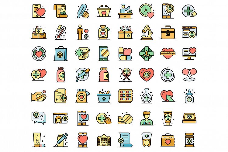 Pharmacist icons set vector flat example image 1