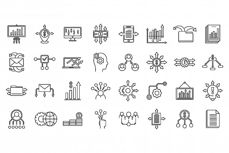 Restructuring refer icons set, outline style example image 1