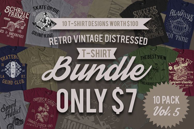 Retro Vintage T-Shirt Designs 10 Pack Vol. 5