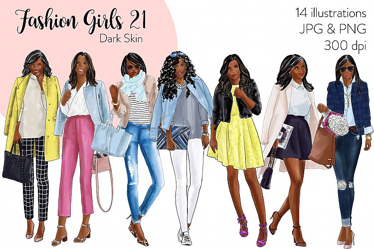 Fashion illustration clipart - Fashion Girls 21 - Dark Skin