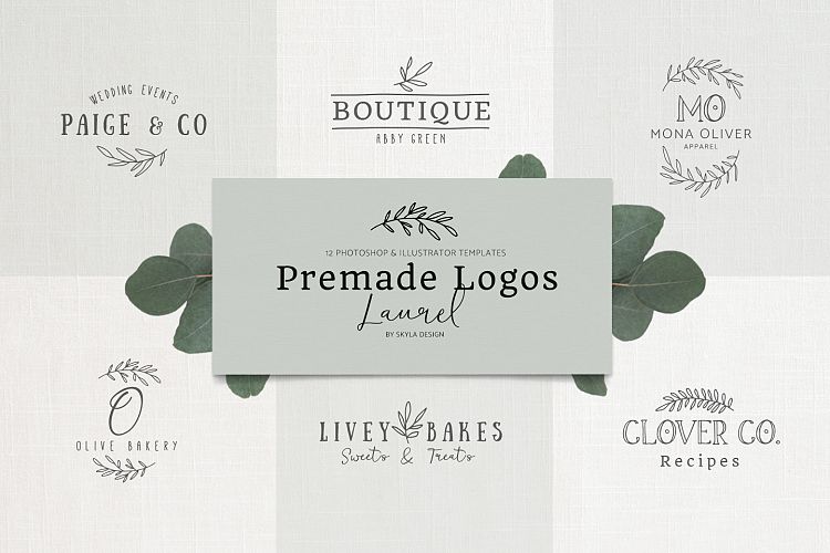Premade Logo bundle laurel feminine templates