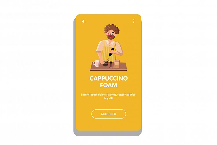 Cappuccino Foam Making Barista With Tool Vector example image 1