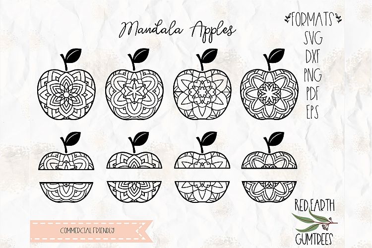 Mandala apples bundle, Mandala in SVG, DXF,PNG, EPS formats