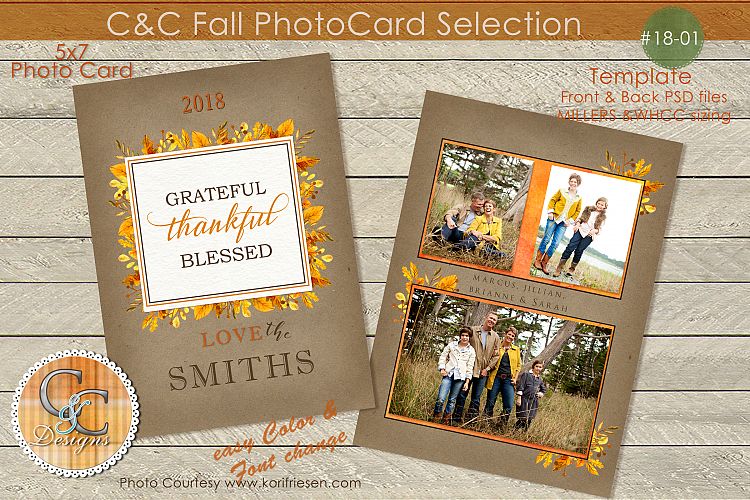 Fall Greatful,Thankful, Blessed Photo Card 18-01