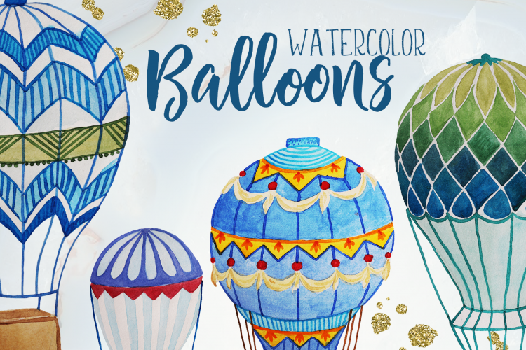 Watercolor hot air balloons