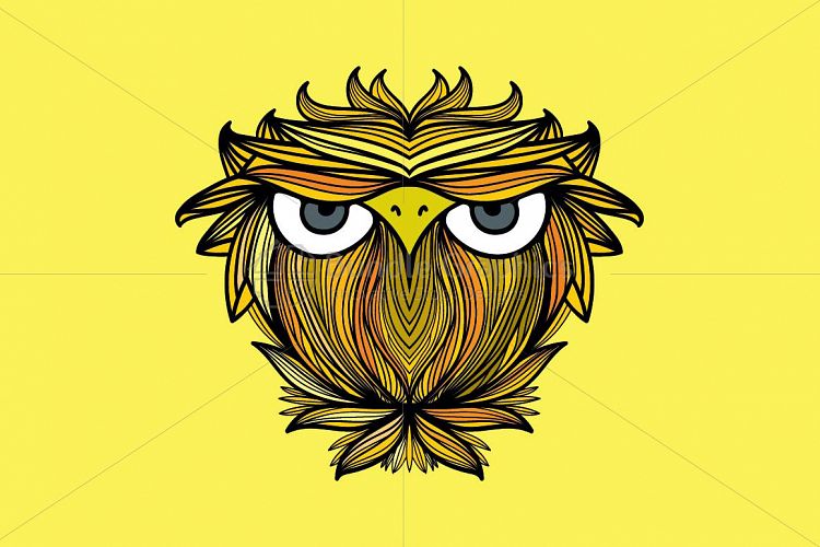 Owl - Freehand Creative Linear Graphic Artistic Composition