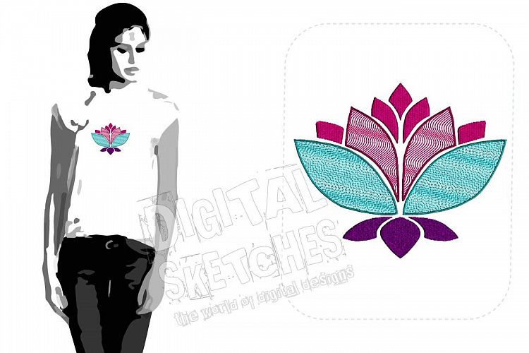 Lotus Flower Machine Embroidery Design 3 Sizes