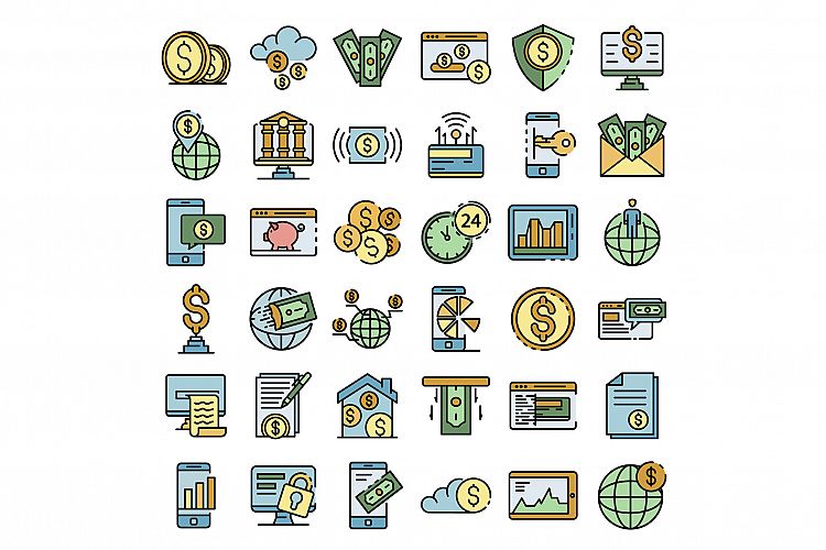 Internet banking icons vector flat