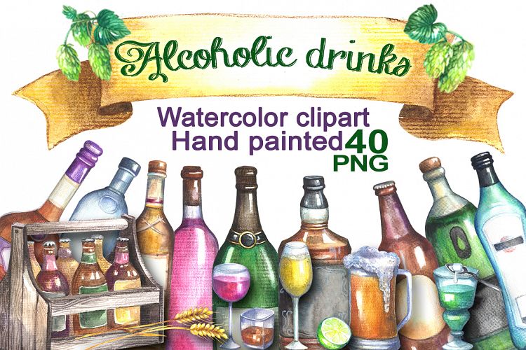 Alcoholic drinks cliparts