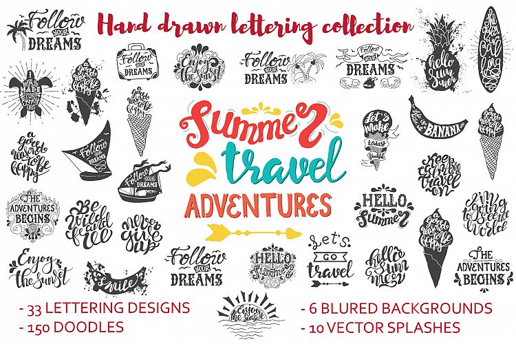 Handwritten travel & summer lettering