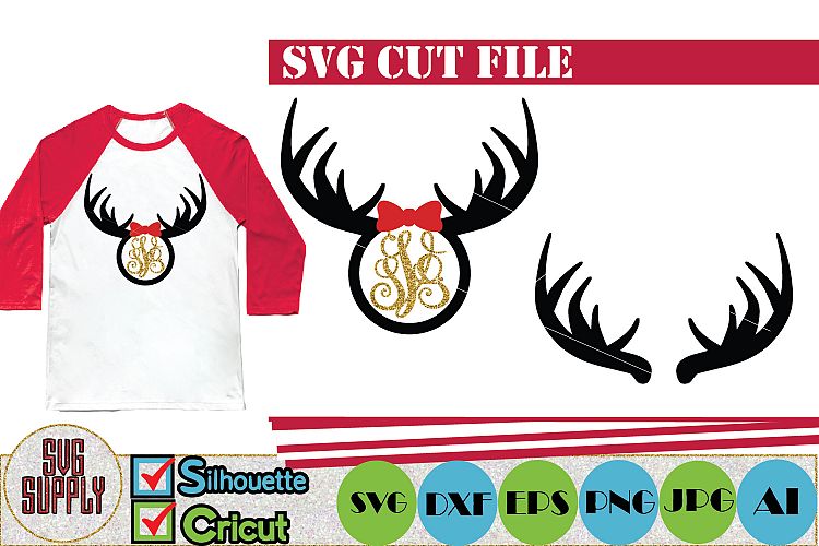 Reindeer Antler Monogram SVG Cut File