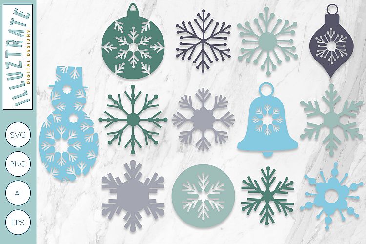 Download Snowflakes SVG Cut Files | Christmas Baubles SVG Cut File