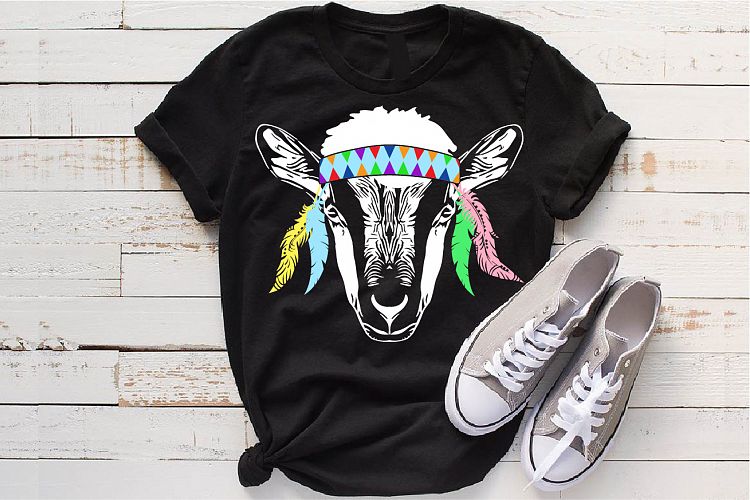 Goat Bandana Boho feathers SVG Cutting Files Texas 994s