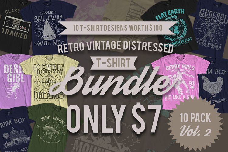 Retro Vintage T-Shirt Designs 10 Pack Vol. 2