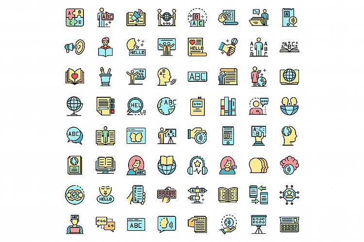 Linguist icons set vector flat example image 1