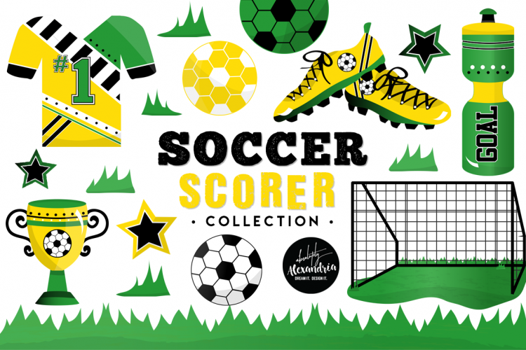 Soccer Scorer Clipart Graphics & Digital Paper Patterns Bundle