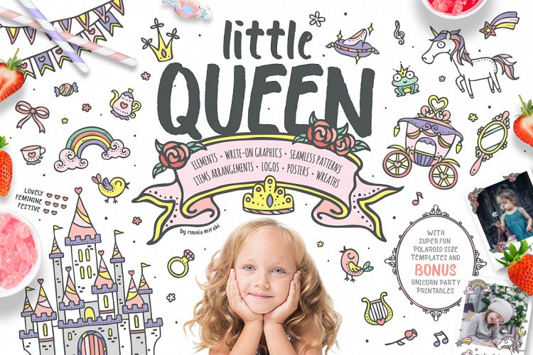Little Queen - princess graphic pack - kids  and girls