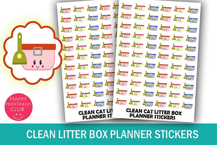 Clean Litter Box Planner Stickers- Litter Box Clean Stickers