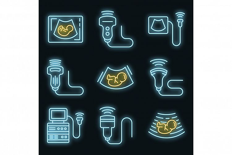 Ultrasound icons set vector neon example image 1