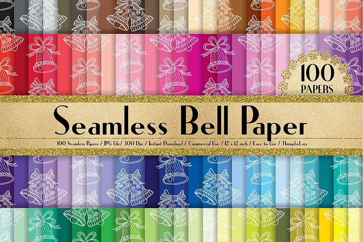 100 Seamless Hand Drawn Christmas Bell Pattern Digital Paper