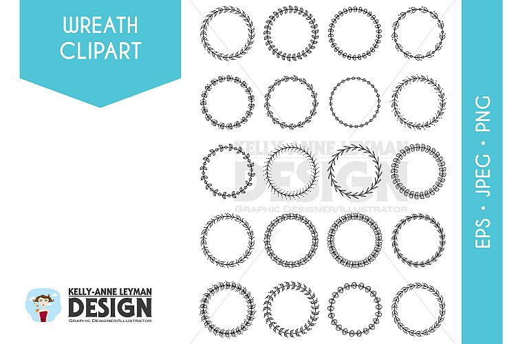 Hand Drawn Digital Wreath Clipart