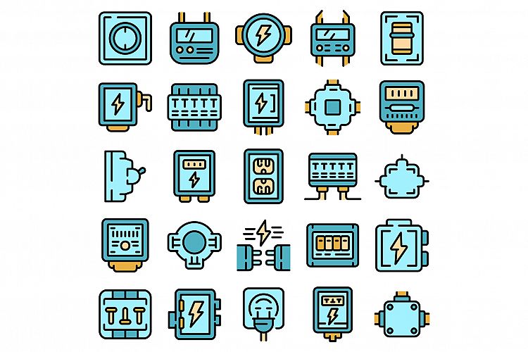 Junction box icons set vector flat example image 1