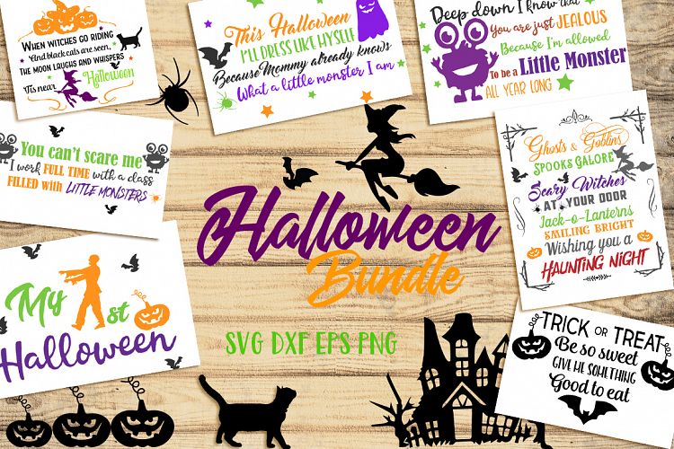 SVG Halloween Bundle -16 Cutting files and 15 Bonus Halloween Elements - Cut Ready SVG for Halloween