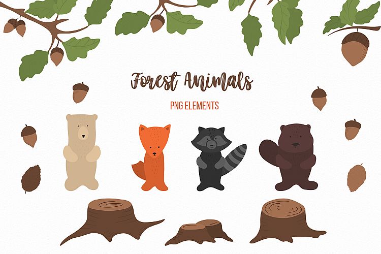 Cute Forest animals Baby autumn animals Woodland clipart