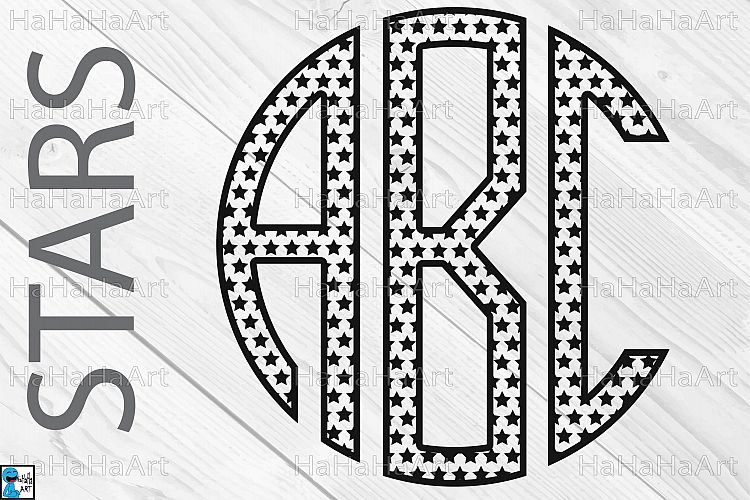 Stars Circle Monogram Alphabet - Clip art Cutting Files 45c