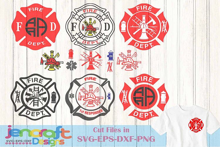 Firefighter Svg, Fireman Monogram Badge SVG, EPS, DXF, PNG